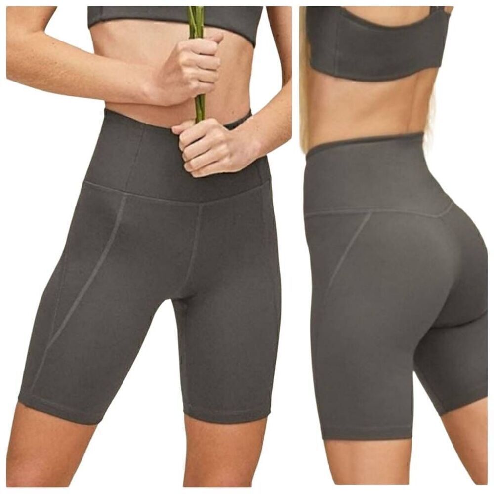 Girlfriend Collective Gray High Rise Bike Shorts Small